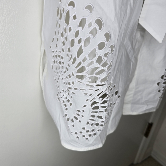 White House Black Market White LS Poplin Shirtdress With Cutouts Size 10 NWT - Picture 7 of 12